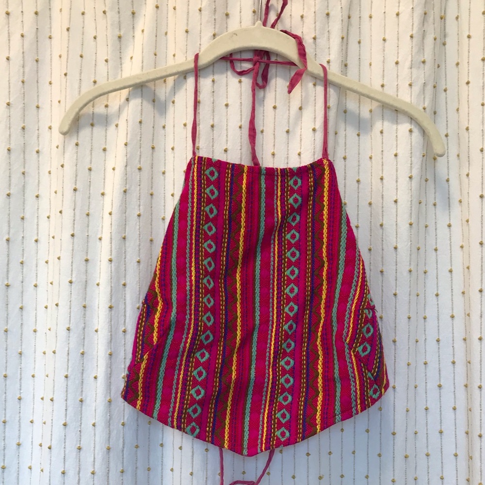 Pink tribal bandage crop top